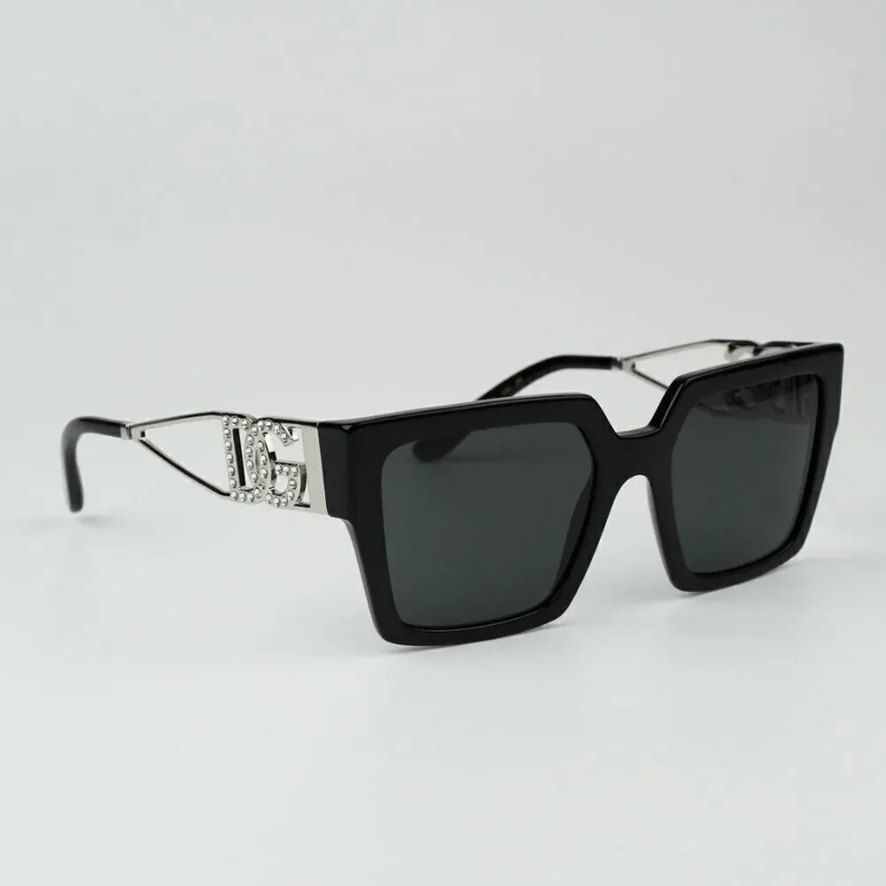 SALE! NEW D&G DG4446B 501/87  Black Silver Dark Gray Square Women Sunglasses